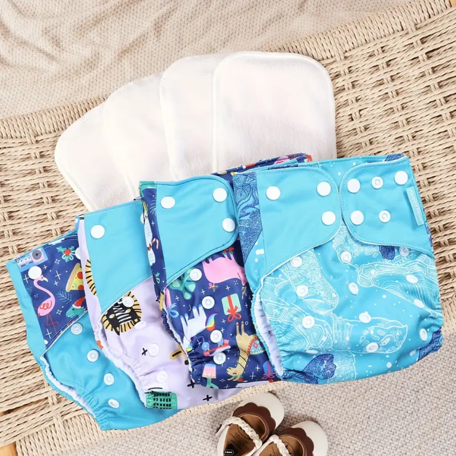 8 Piece Reusable Cloth Diaper Set (3–15 kg / Newborn to Toddler)