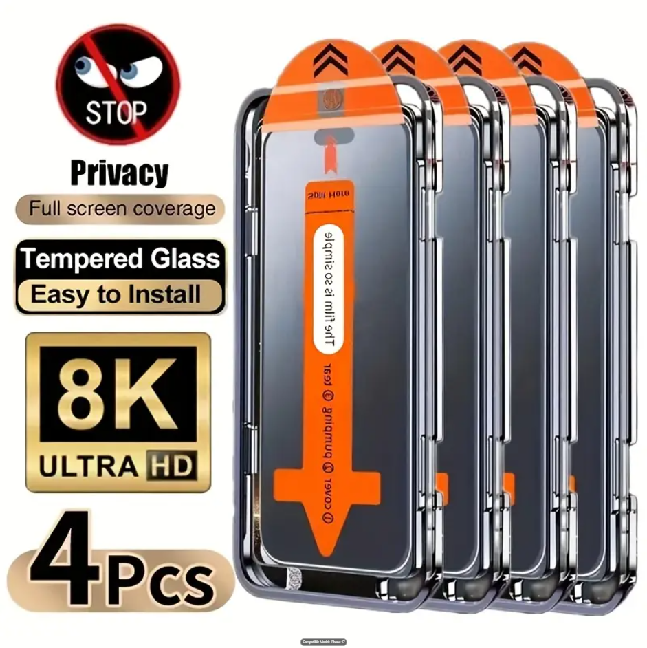 Screen Protector (4pcs Full Cover Privacy Tempered Glass)
